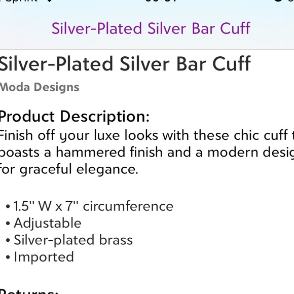 Moda Designs- Silver flexible bar cuff w/hammered finish design-Eye catcher! NWT - Picture 2 of 2